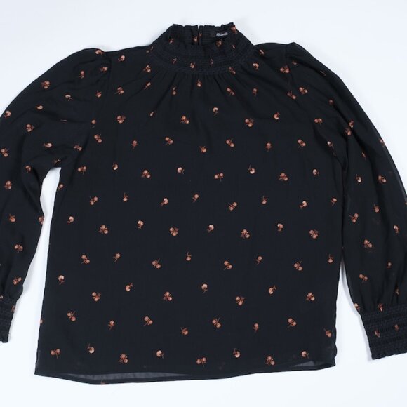 Madewell Women's Georgette Smocked Mockneck Top Size Small - Picture 6 of 16